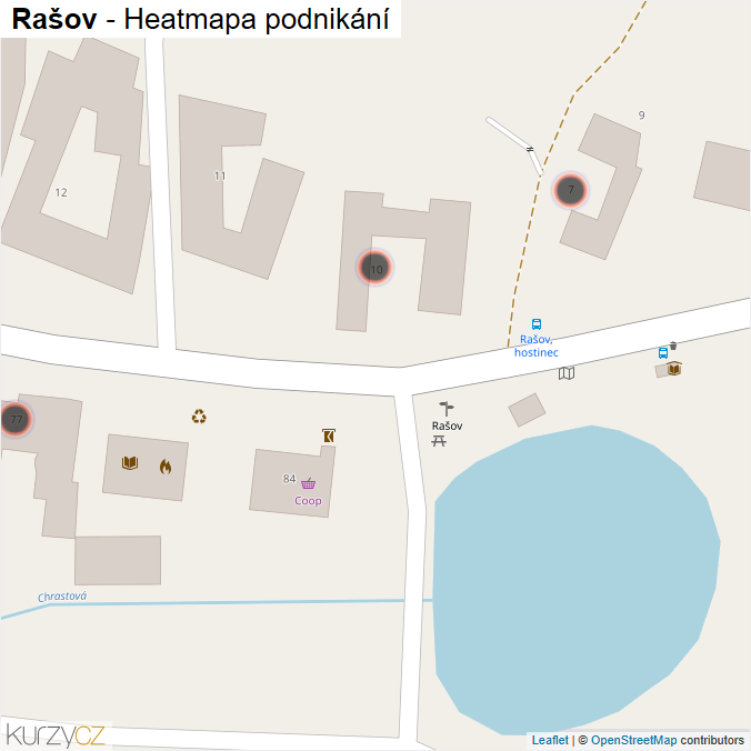 Mapa Rašov - Firmy v obci.