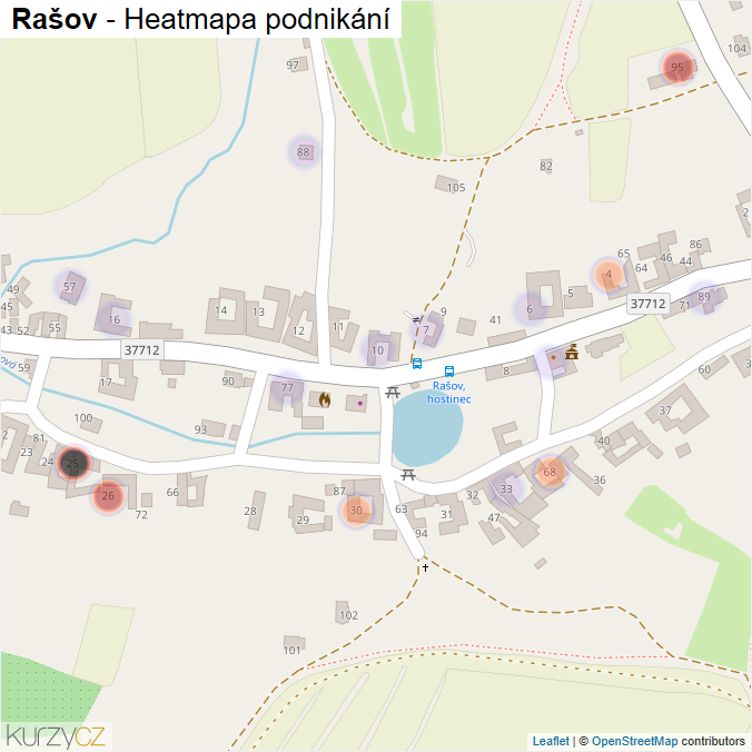 Mapa Rašov - Firmy v části obce.