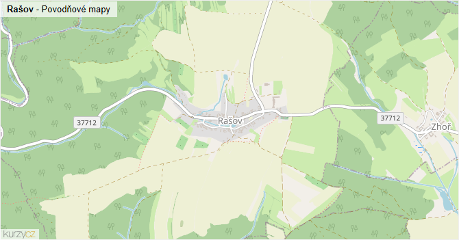 Rašov - záplavové mapy stoleté vody