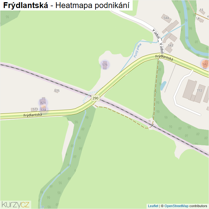 Mapa Frýdlantská - Firmy v ulici.
