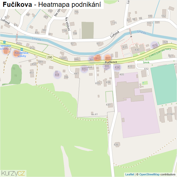 Mapa Fučíkova - Firmy v ulici.