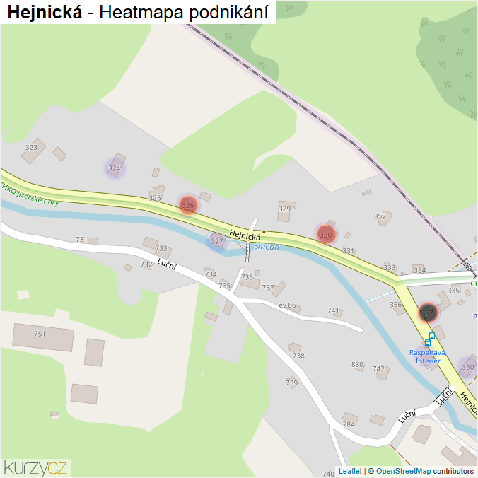 Mapa Hejnická - Firmy v ulici.
