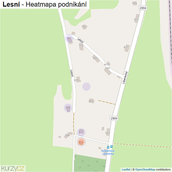 Mapa Lesní - Firmy v ulici.