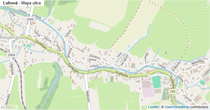 Luhová - mapa ulice