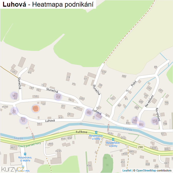 Mapa Luhová - Firmy v ulici.