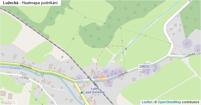 Lužecká - mapa podnikání