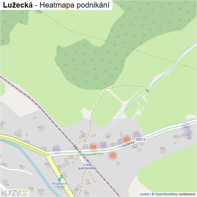 Mapa Lužecká - Firmy v ulici.
