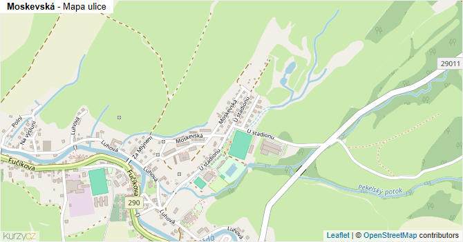 Moskevská - mapa ulice