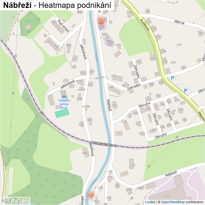 Mapa Nábřeží - Firmy v ulici.