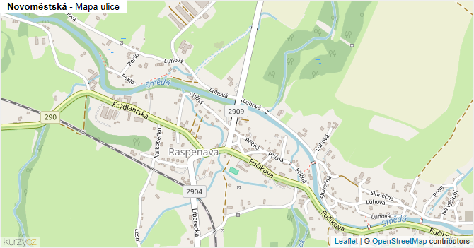 Novoměstská - mapa ulice