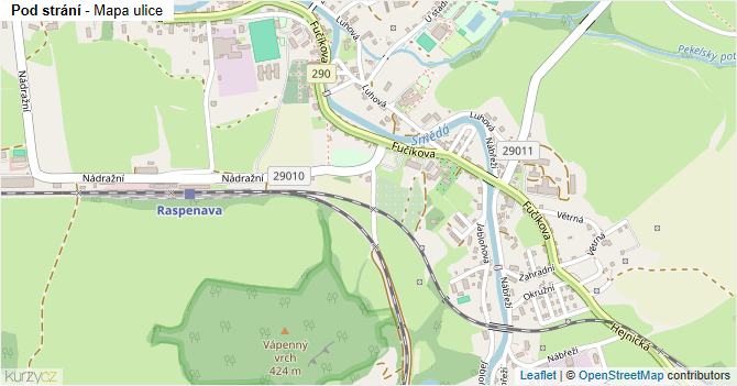 Pod strání - mapa ulice