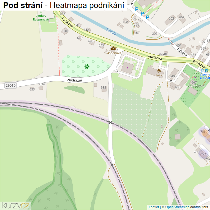 Mapa Pod strání - Firmy v ulici.