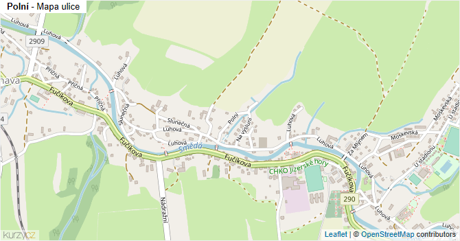 Polní - mapa ulice