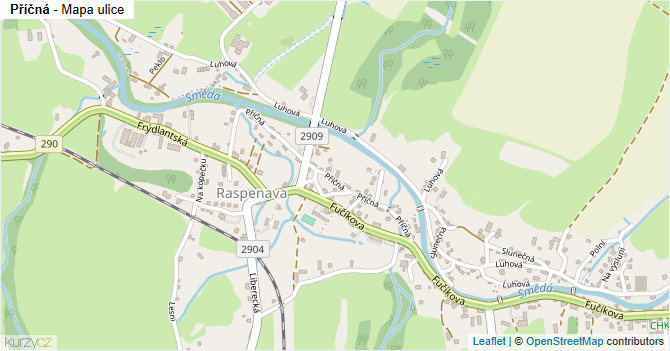 Příčná - mapa ulice