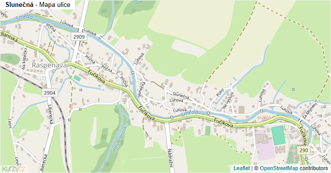 Slunečná - mapa ulice