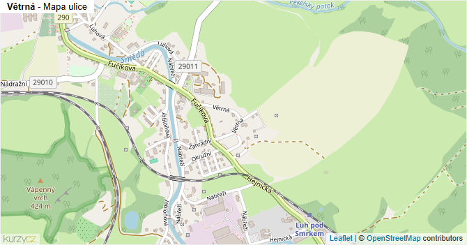 Větrná - mapa ulice