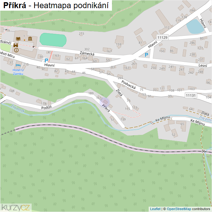 Mapa Příkrá - Firmy v ulici.