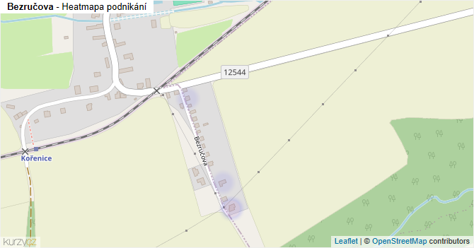 Bezručova - mapa podnikání