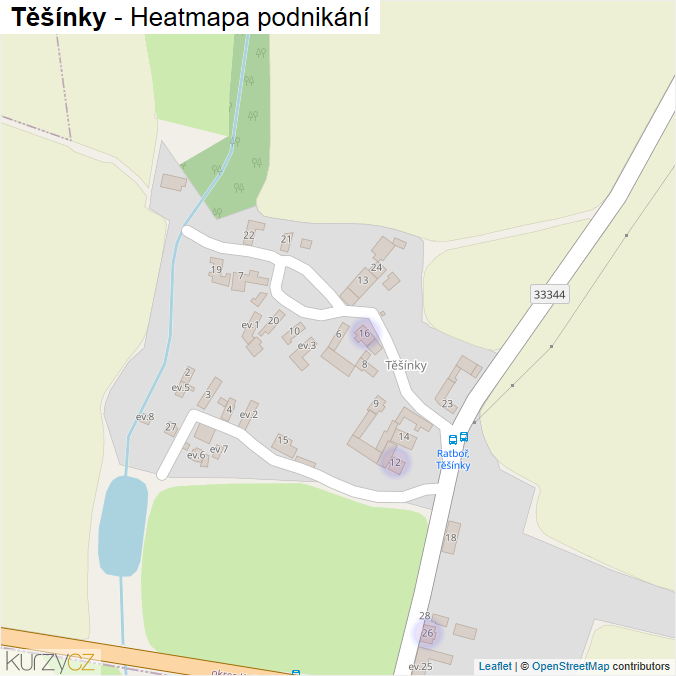 Mapa Těšínky - Firmy v části obce.