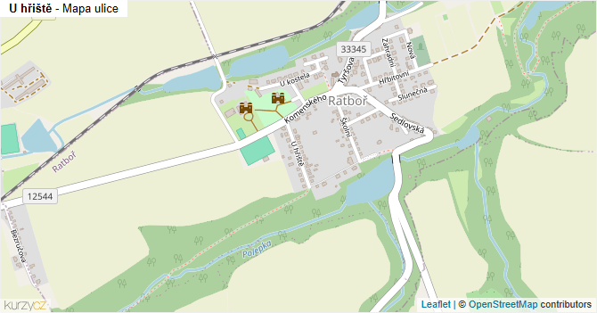 U hřiště - mapa ulice