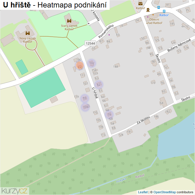 Mapa U hřiště - Firmy v ulici.