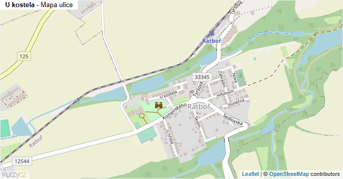 U kostela - mapa ulice