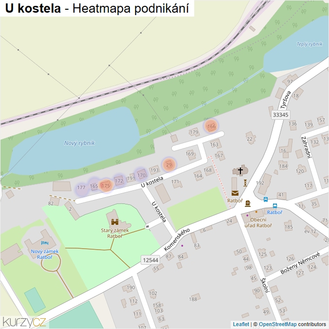 Mapa U kostela - Firmy v ulici.