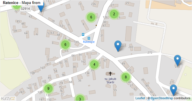 Ratenice - mapa firem