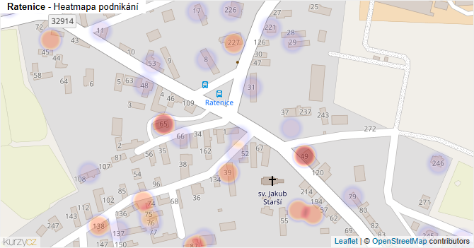 Ratenice - mapa podnikání
