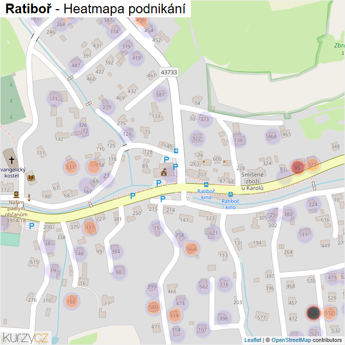 Mapa Ratiboř - Firmy v části obce.