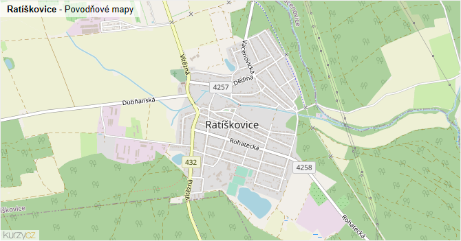Ratíškovice - záplavové mapy stoleté vody