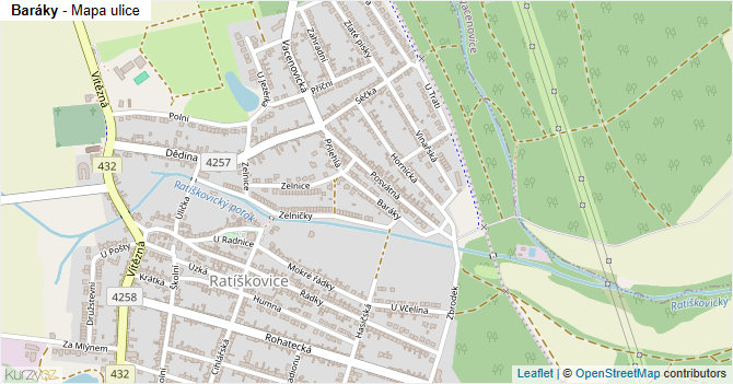 Baráky - mapa ulice