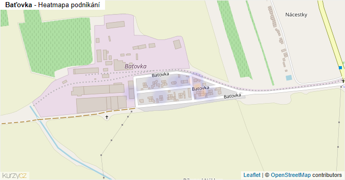 Baťovka - mapa podnikání