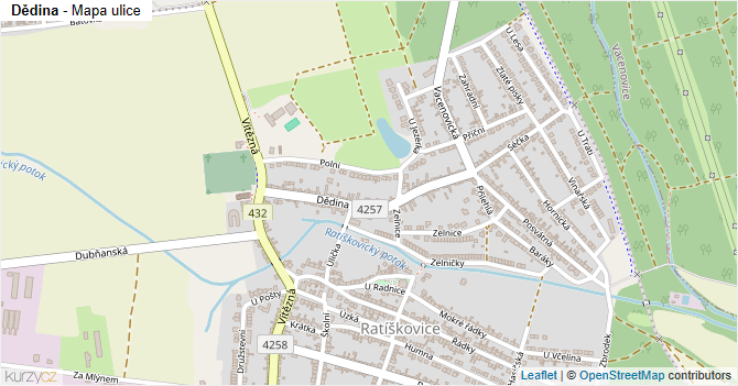 Dědina - mapa ulice