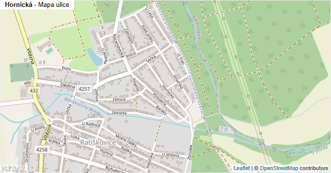 Hornická - mapa ulice