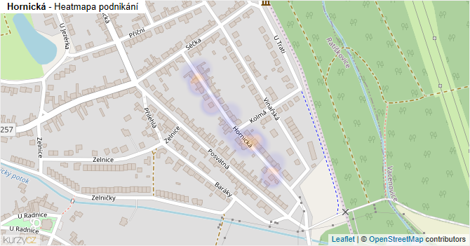 Hornická - mapa podnikání