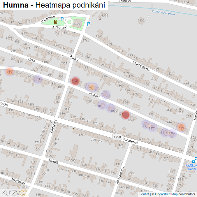 Mapa Humna - Firmy v ulici.