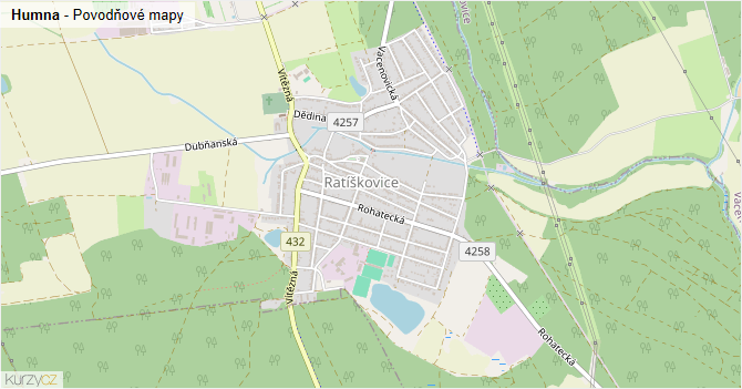 Humna - záplavové mapy stoleté vody