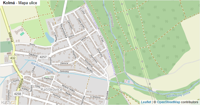 Kolmá - mapa ulice