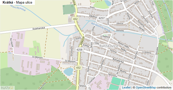 Krátká - mapa ulice