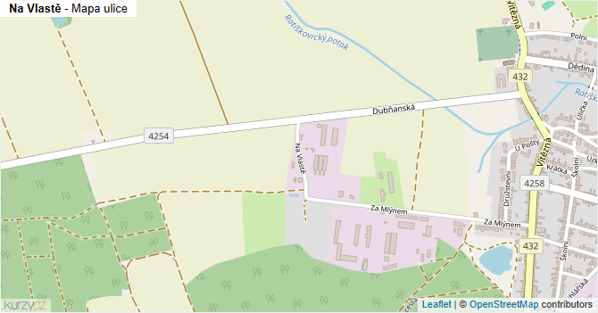Na Vlastě - mapa ulice