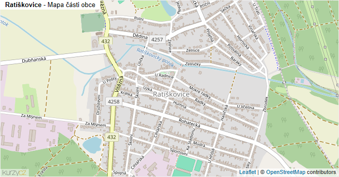 Ratíškovice - mapa části obce