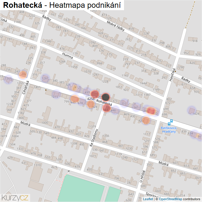 Mapa Rohatecká - Firmy v ulici.