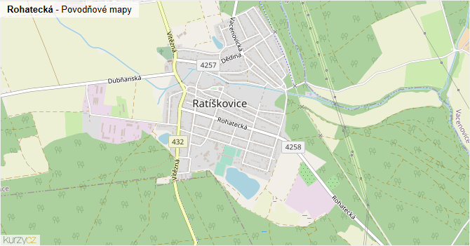 Rohatecká - záplavové mapy stoleté vody