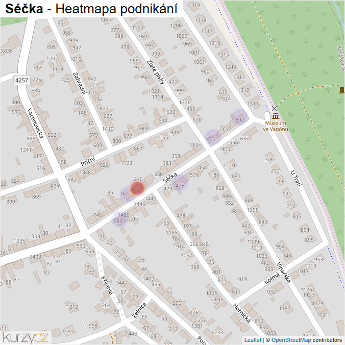 Mapa Séčka - Firmy v ulici.