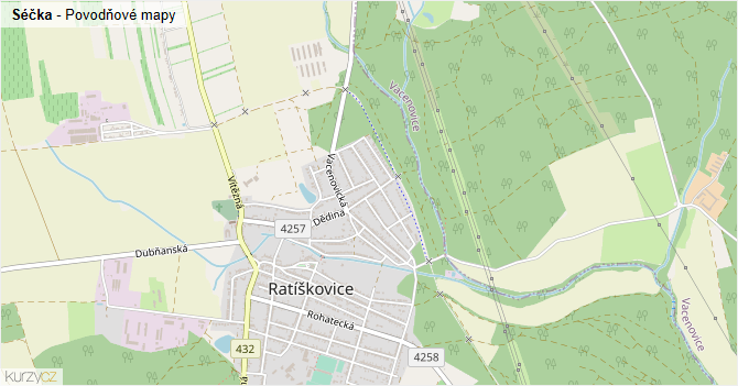 Séčka - záplavové mapy stoleté vody