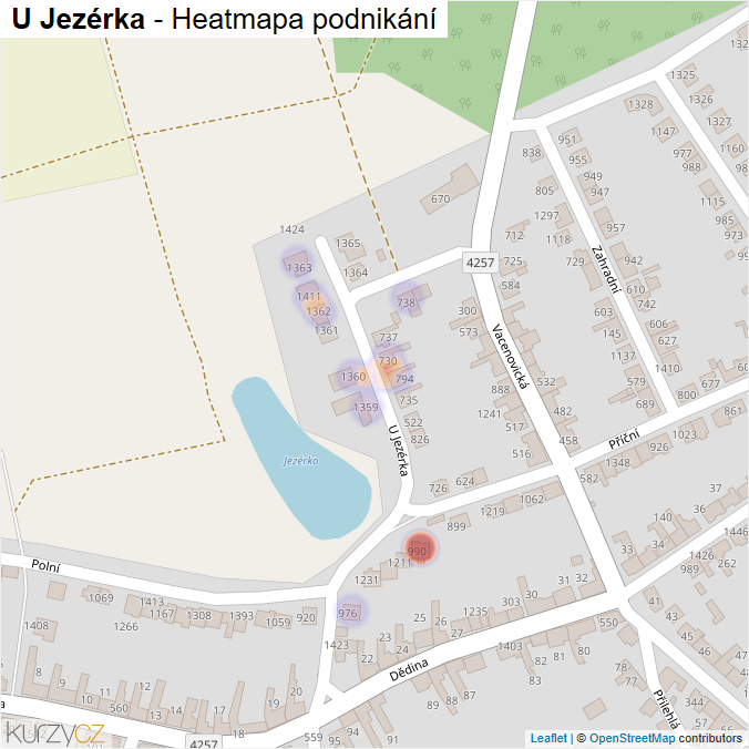 Mapa U Jezérka - Firmy v ulici.