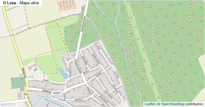 U Lesa - mapa ulice