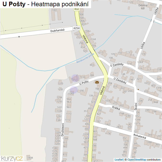 Mapa U Pošty - Firmy v ulici.