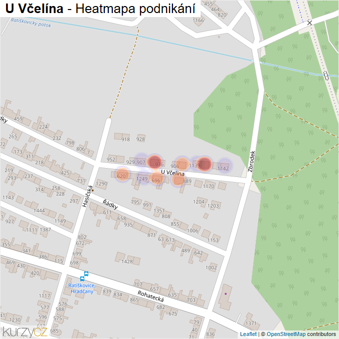 Mapa U Včelína - Firmy v ulici.